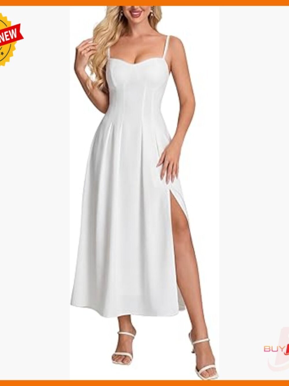 Floral Midi Dress with Side Slit Smocked Back Lace Straps Wedding Guest